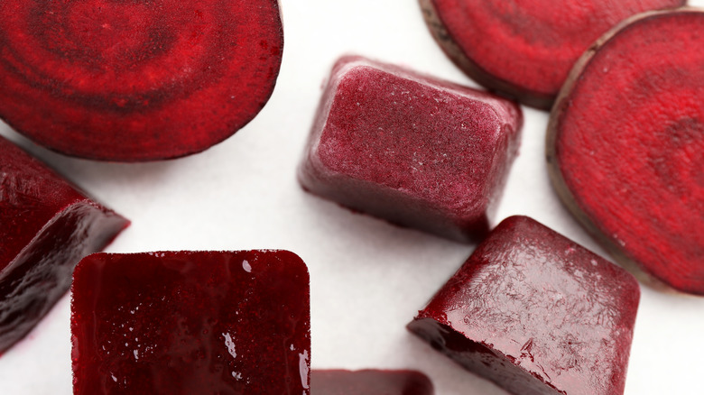 Frozen beet cubes