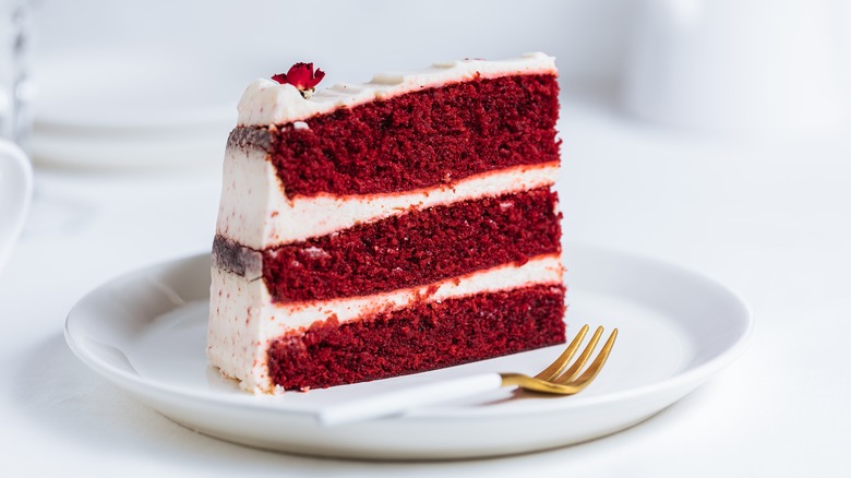 Slice of red velvet cake