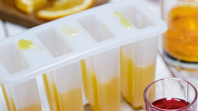 Orange juice in popsicle mold