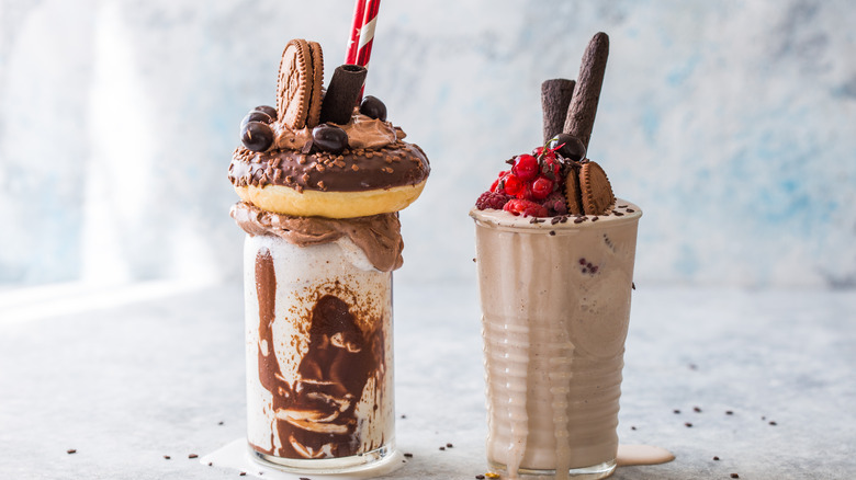 Milkshakes with various toppings