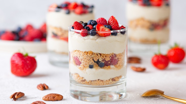 Mixed berry trifle serving