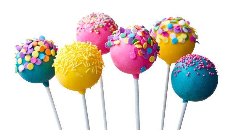 Brightly colored cake pops
