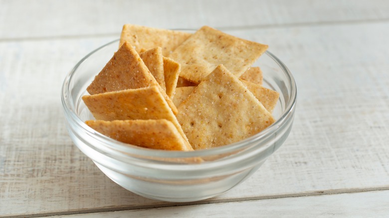 Bowl of homemade almond crackers