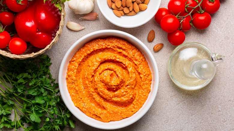 Bowl of fresh romesco sauce