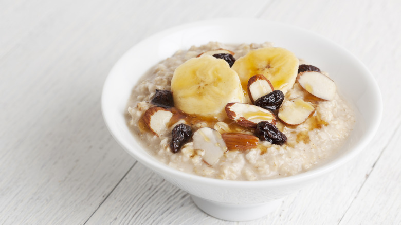 Bowl of oatmeal with toppings