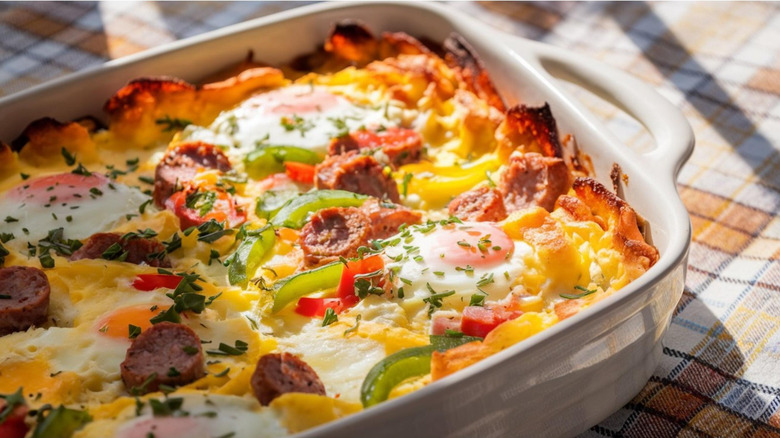 Breakfast casserole with sausage and eggs