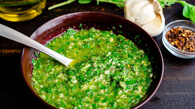 Large bowl chimichurri sauce 