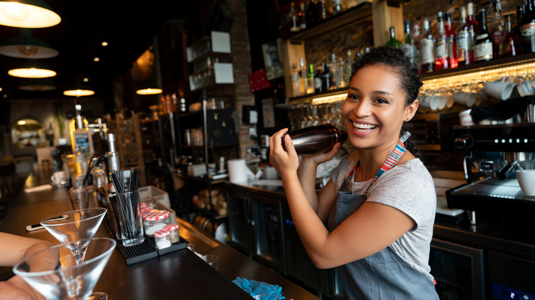 bartender mixing drinks