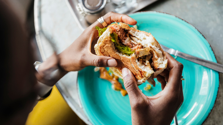 Close up of veggie burger