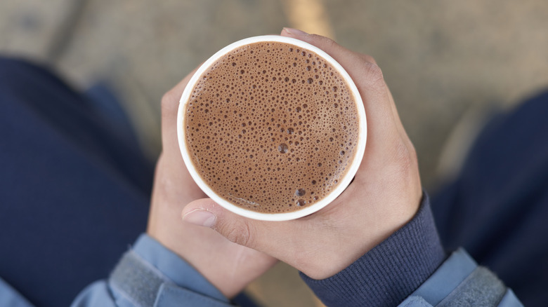 Cup of hot frothy cocoa