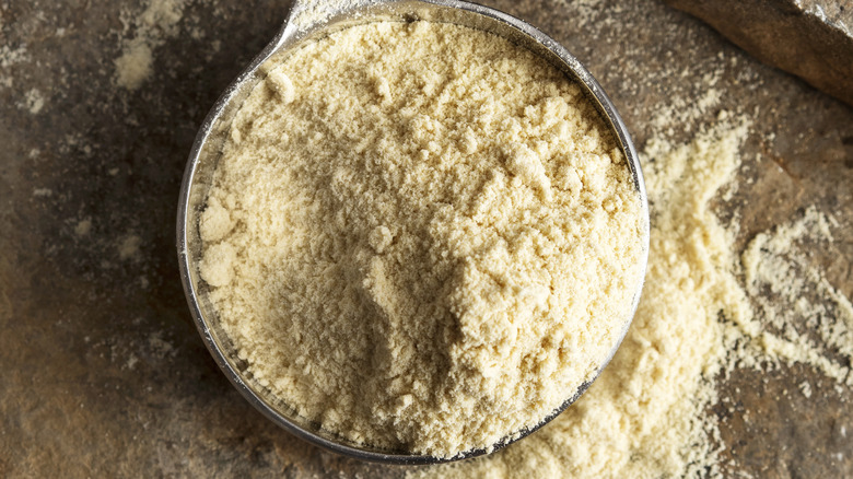 Measuring cup of chickpea flour