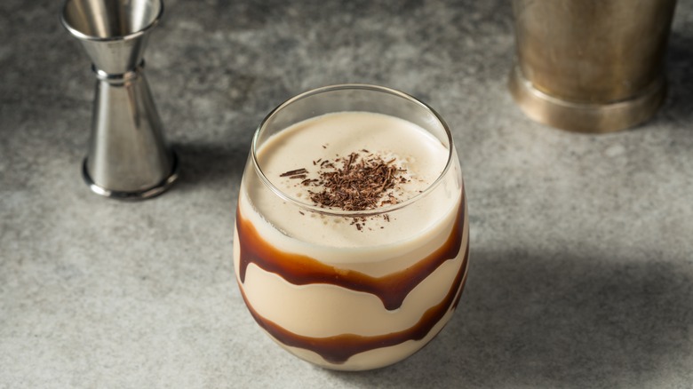 mudslide chocolate cocktail in glass