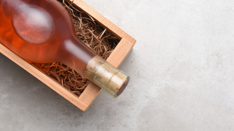 wine bottle in crate