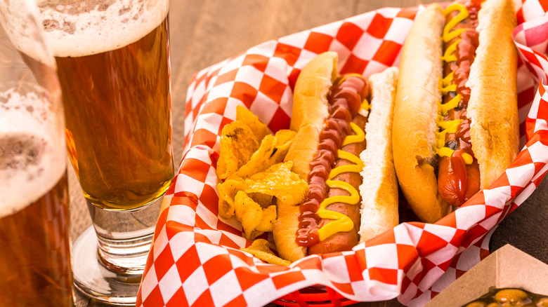 Hot dogs and beer