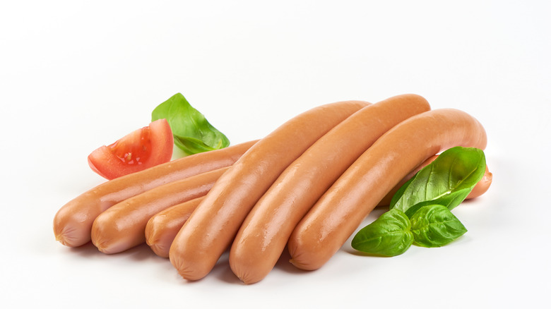 Hot dogs on white background