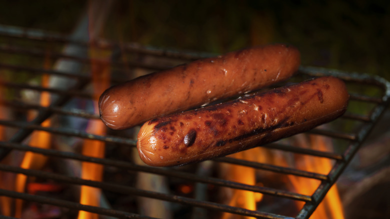 Hot dogs on grill