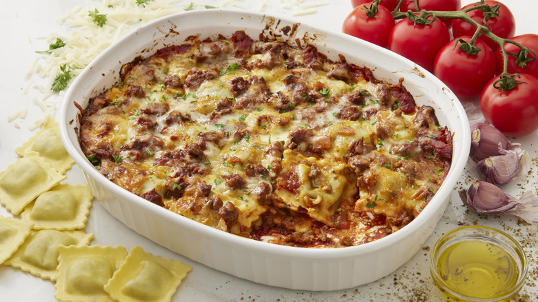 dish of ravioli lasagna casserole 