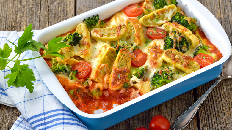 ravioli baked casserole with broccoli 