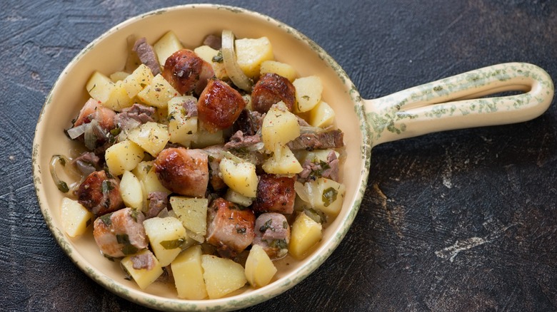 Dublin coddle in a pan