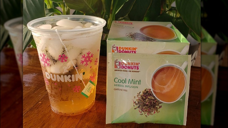 Dunkin' Cool Mint tea box on table