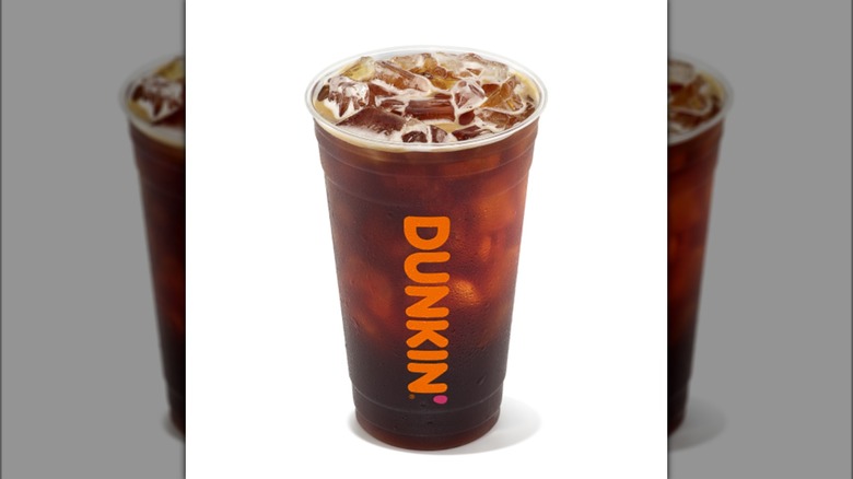 Dunkin iced Americano on white background