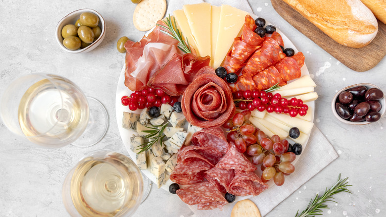 Plate of different meats.