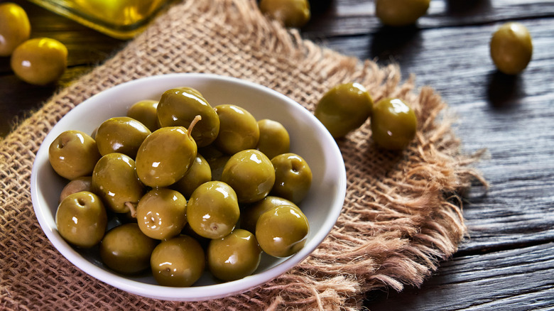 Bowl filled with olives