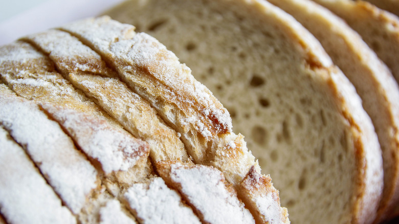 Close up of sliced sourdough bread