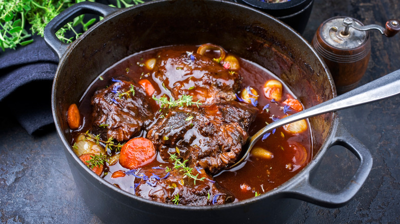 braised beef stew in pot