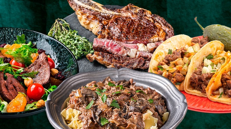 selection of different steak dishes