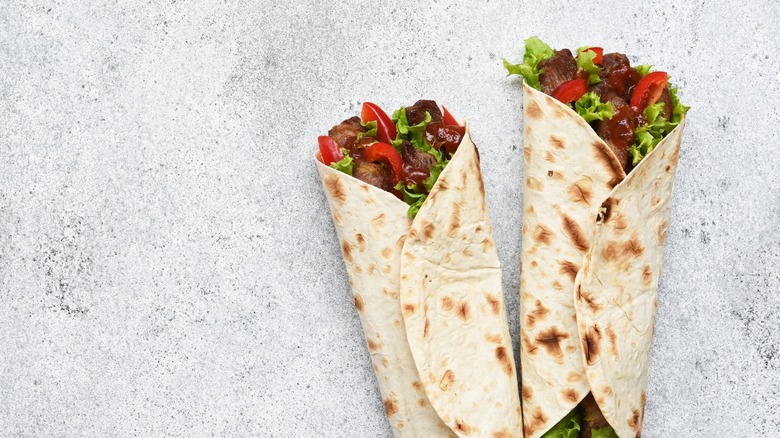 two beef shawarma wraps