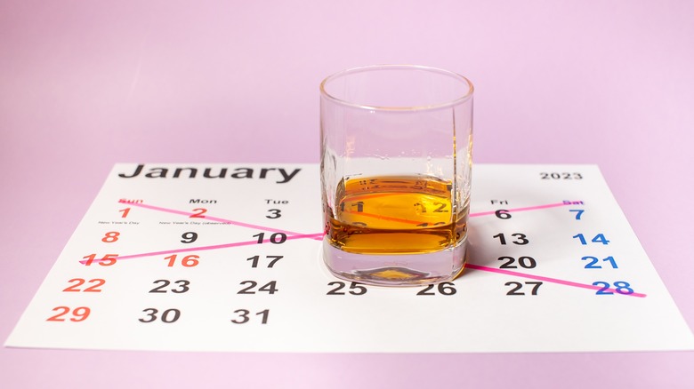 calendar and whiskey glass