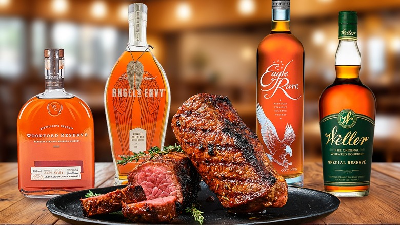 Four popular bourbons and a steak