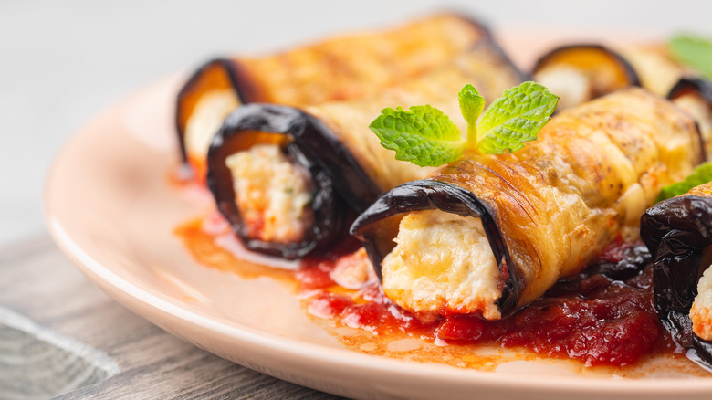 ricotta-stuffed eggplant rolls