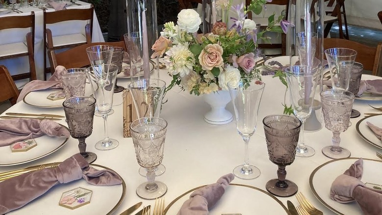 Mismatched goblets table setting