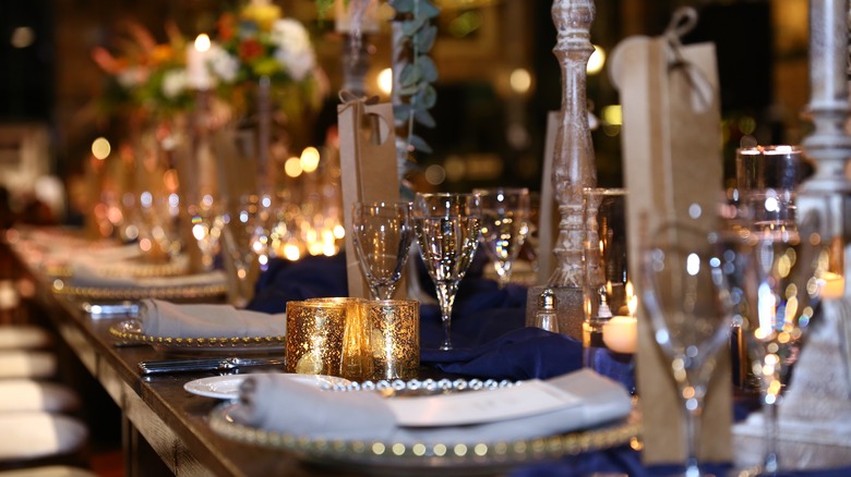 long evening table with candles