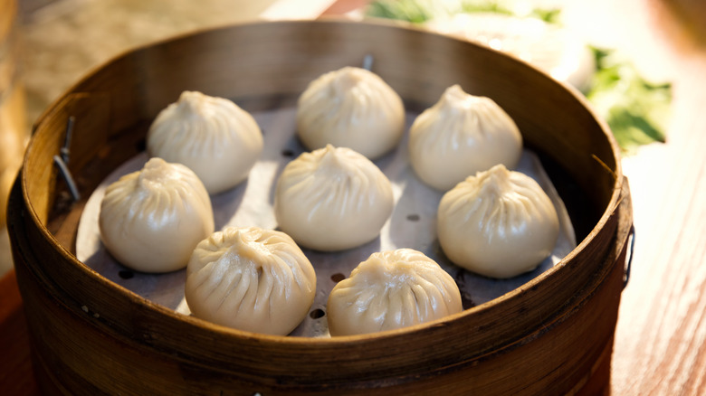 Steamed bao in basket