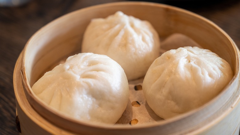 Bao in steamer basket