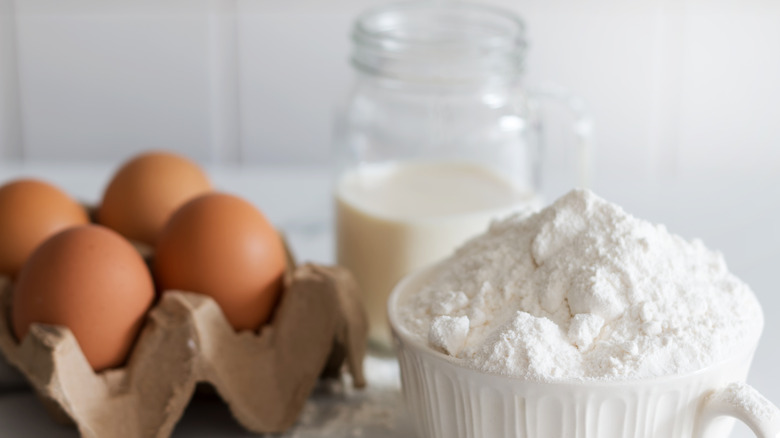 baking ingredients with milk