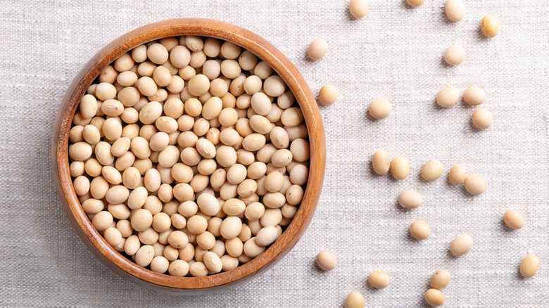 bowl of dried soybeans