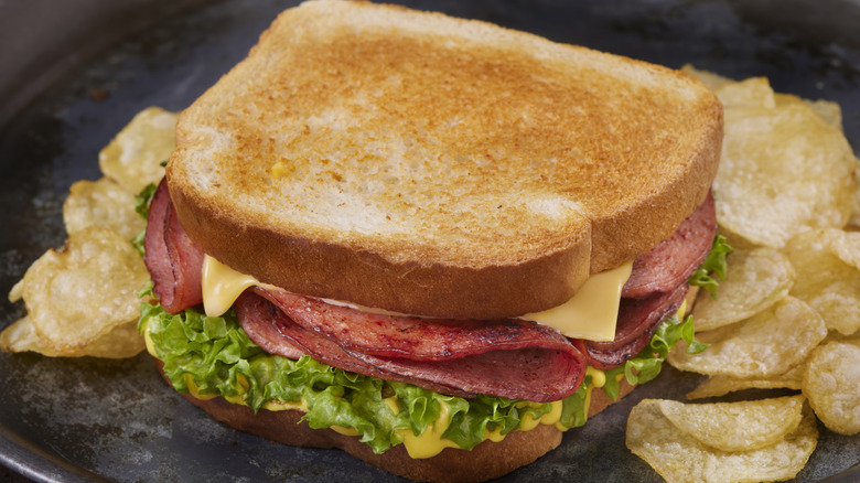 A fried bologna sandwich