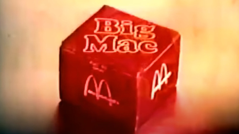 Screengrab of Big Mac box from 1974 Big Mac Commercial