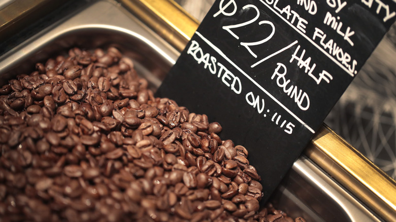 roasted coffee beans display