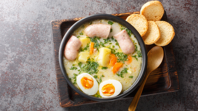 Bowl of traditional Polish zurek soup