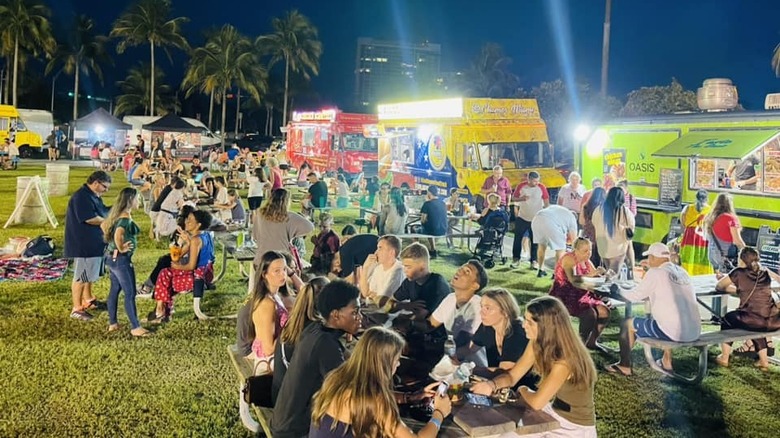 Patrons gather at Food Truck Tuesdays Haulover