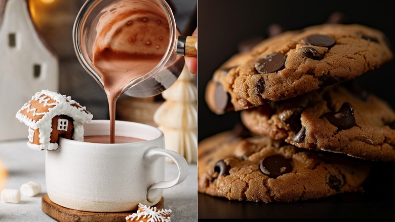 hot chocolate and chocolate chip cookies