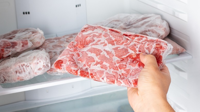 Frozen meat sealed up