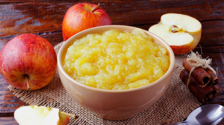 bowl of homemade applesauce