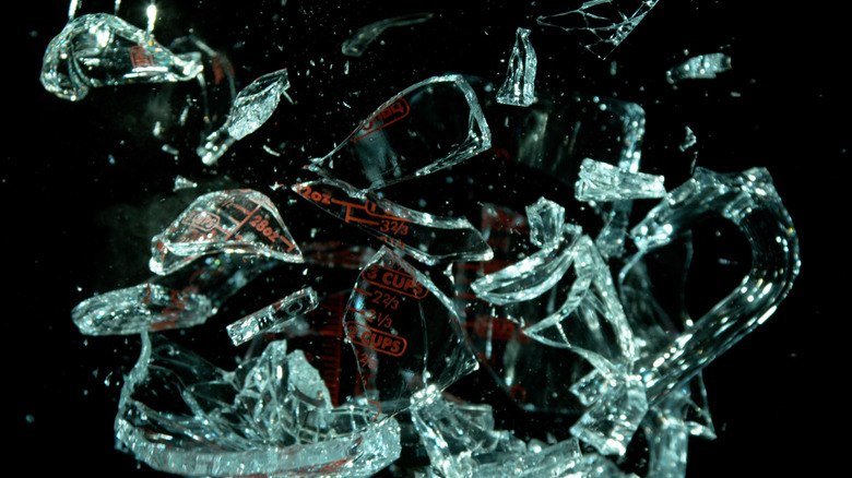 splintered glass on black background