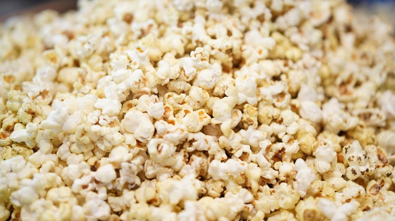 Close up of popped popcorn